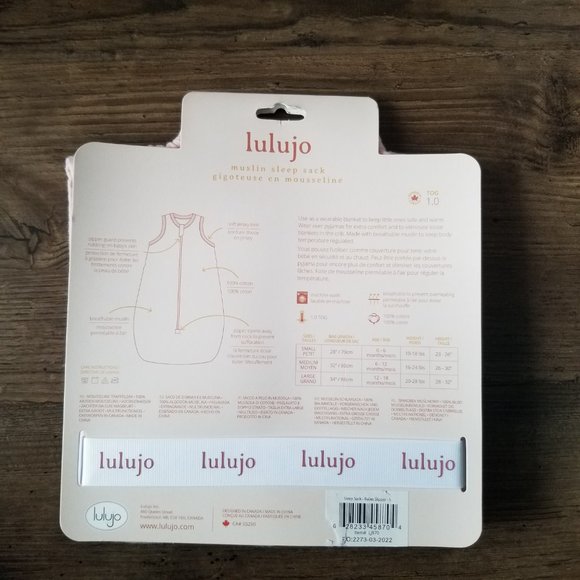 Lulujo Baby Muslin Sleep Sack - Ballet Slipper (S) - Picture 2 of 5